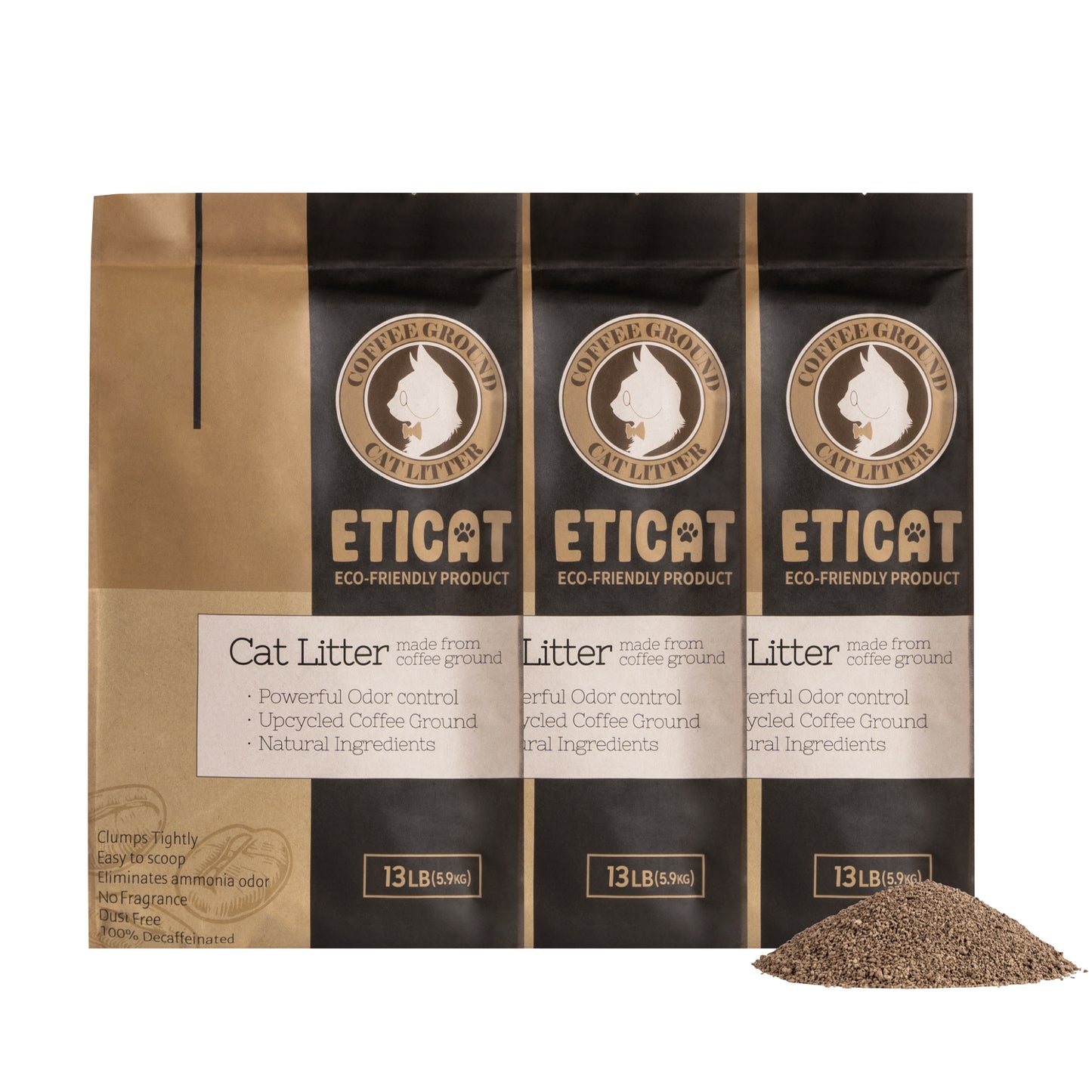 ETICAT: Upcycled Coffee Cat Litter 13LBS X 3EA (10% OFF!!)