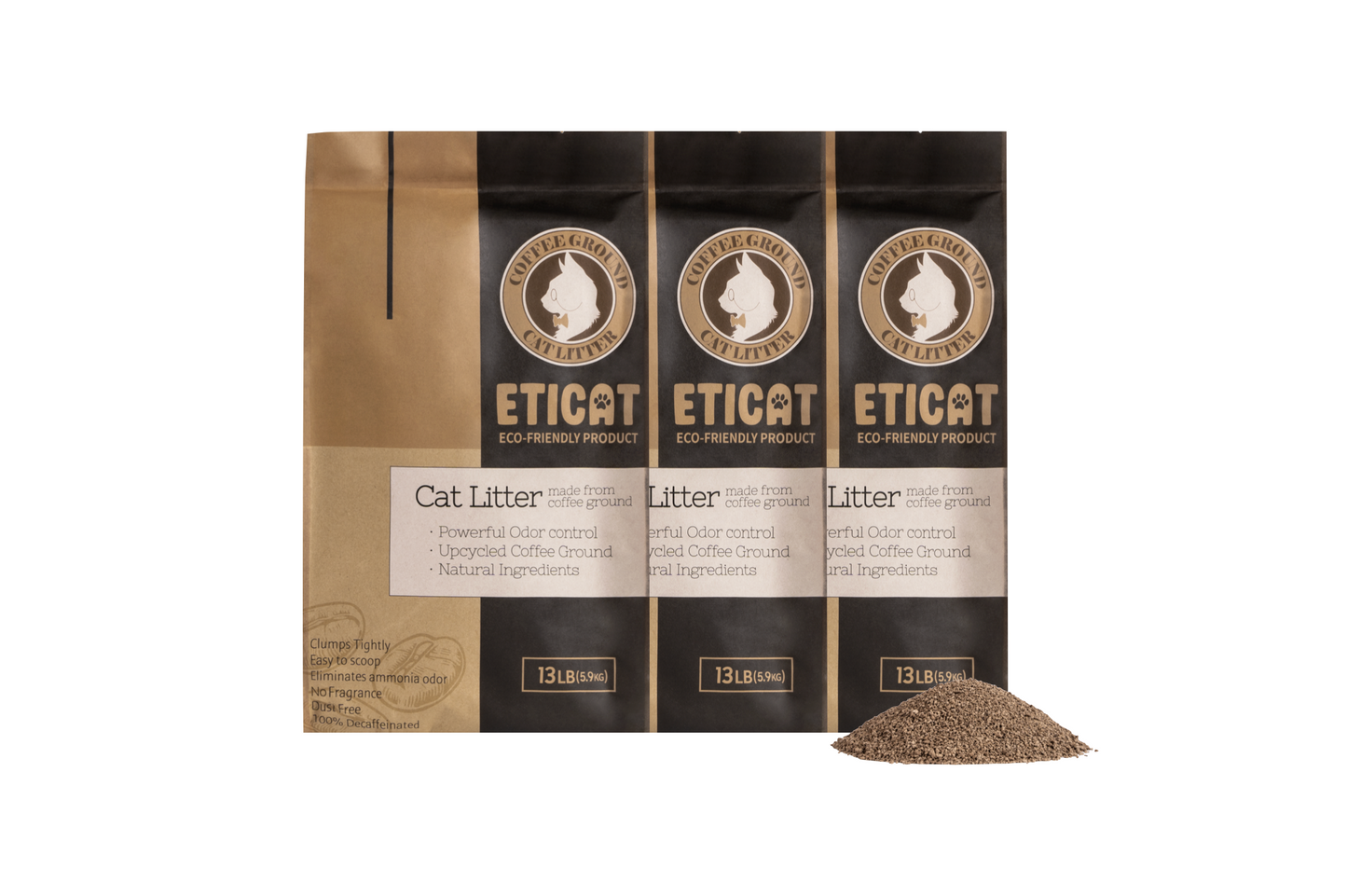 ETICAT: Upcycled Coffee Cat Litter 13LBS X 3EA (16% OFF!!)